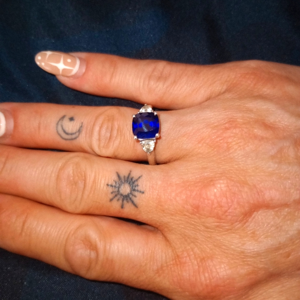 Blue Sapphire Sterling sliver 925 stamped